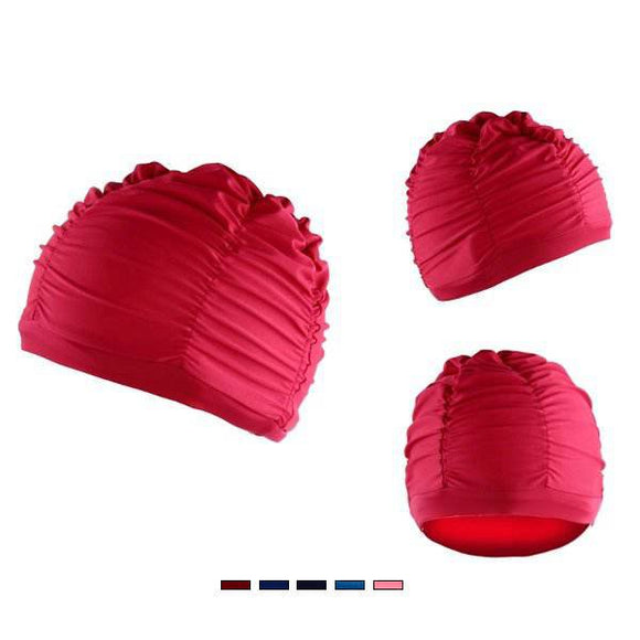 Woman Swimming Cap Plicated Swimming Caps Bath Hats
