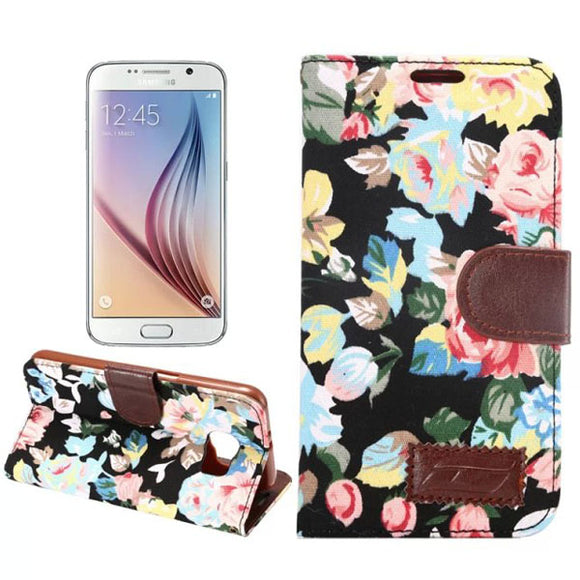 Flower Cloth TPU Leather Flip-open Case For Samsung Galaxy S6 G9200