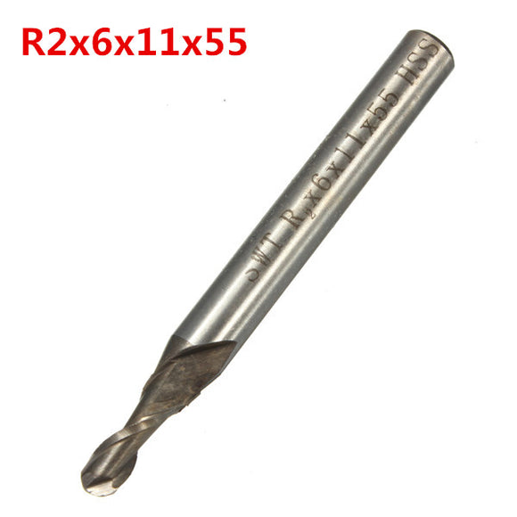 Radius 2mm 2 Flute Ball Nose End Mill CNC Router Bit R2x6x11x55