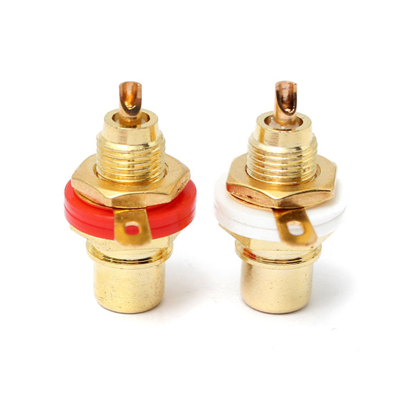 2pcs Gold Plated Female RCA Phono Jack Panel Mount Chassis Socket Set White Red Color
