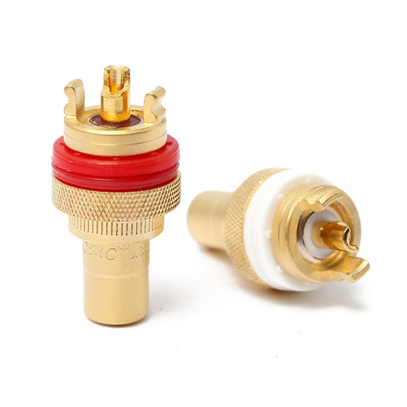 2pcs Gold Plated RCA Female Panel Chassis Phono Audio Socket Jack Connectors