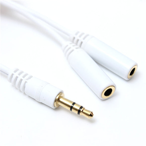White 3.5mm Audio Splitter Y Cable For Earphones Headphones Lead Cord Jack Adapter