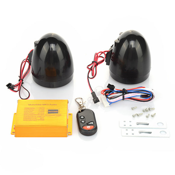 Waterproof Motorcycle HIFI Audio Remote Sound System Alarm SD USB MP3 FM