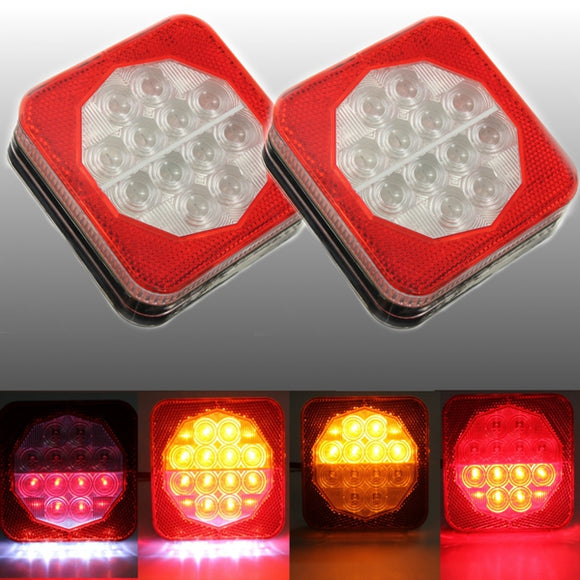 1pair 12V LED Trailer Van Truck Rear Brake Tail Indicator Light License Plate Lamp