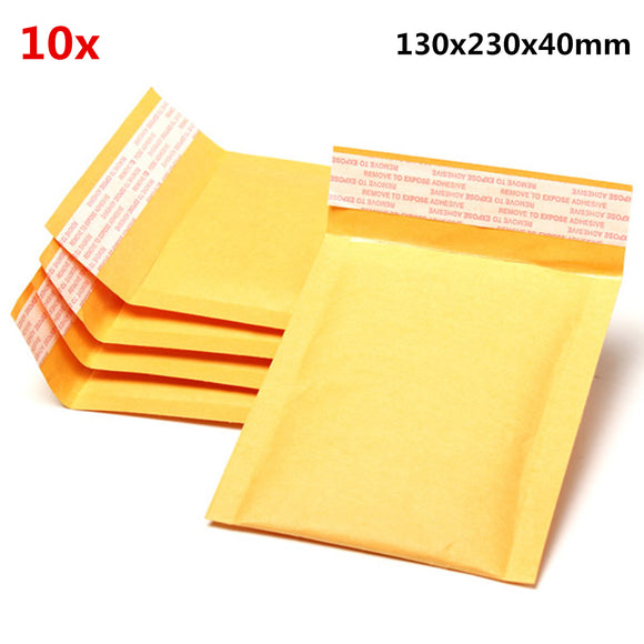 10pcs 130*230mm+40mm Bubble Envelope Yellow Color Kraft Paper Bag Mailers Envelope