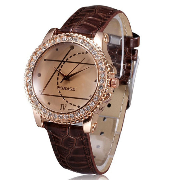 Fashion Women Geometric Pattern PU Leather Quartz Watch