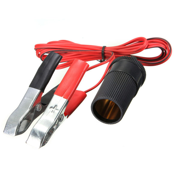 12V Motorcycle Car Socket Battery Crocodile Clips Power Adapter