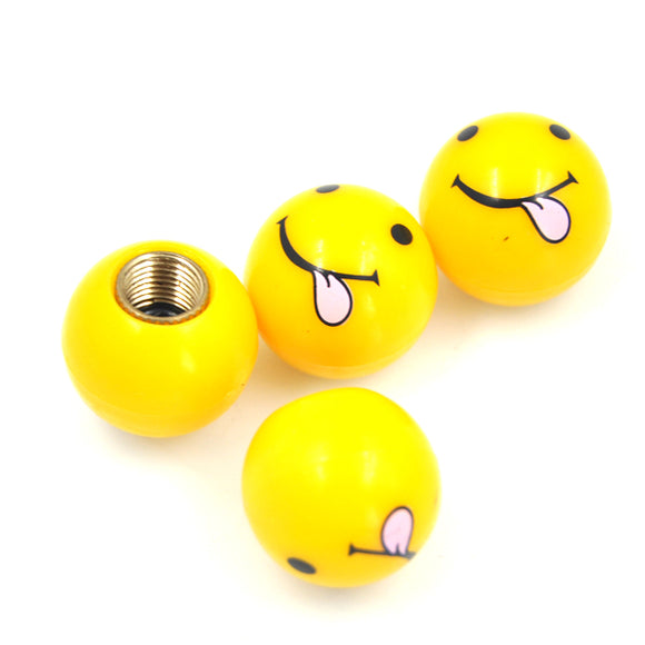 Universal Gas Nozzle Cover with  Smiling Tongue Face Valve Caps Car Decoration  Four Pack