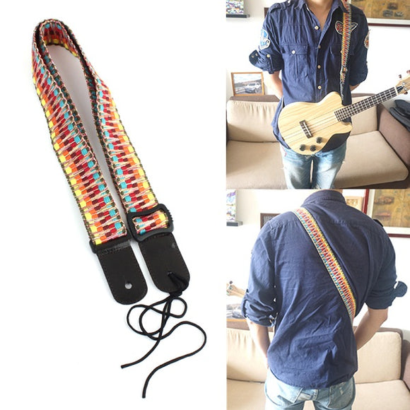 Classic Style Soft Cotton Guitar Strap For Belt Electric Bass