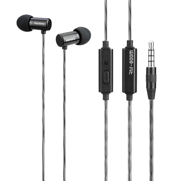 REMAX Brand RM-600M Metal HIFI Moving Iron In-ear Earphone With Mic