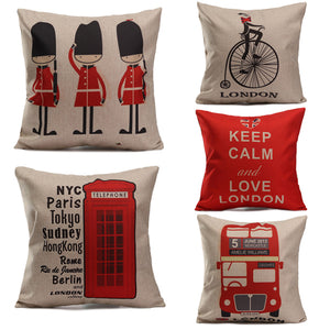 British Style Printed Pillows Cases Home Bedroom Sofa Decor Cushion Cover