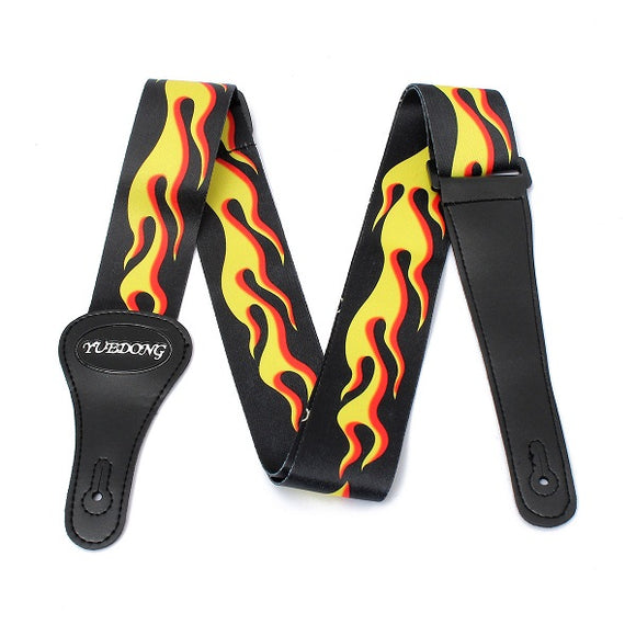 Polyester Printed Flame Guitar Strap for Electric Acoustic Guitar