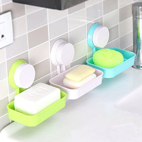 Candy Color Bath Soap Dish Toilet Soap Holder Tray Storage Box With Sucker.