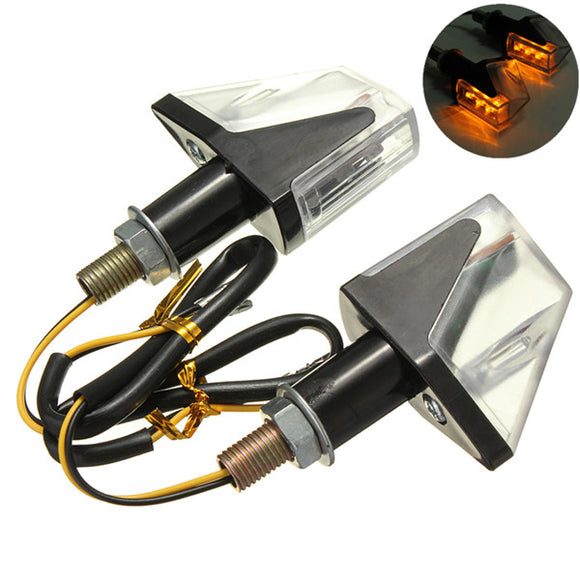 Universal 12V 3LED Motor Bike Turn Signal Indicators Lamp Light Amber