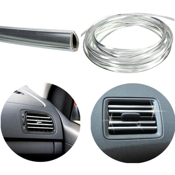 4mx8mm U Shape Car Air Vent Grille Switch Rim Trim Strip Moulding Chrome Silver