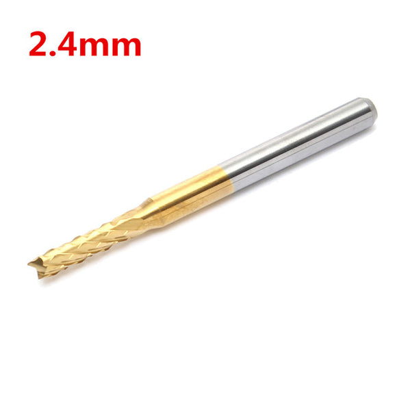 2.4mm Tungsten Steel Titanium Coat Carbide End Mill Cutter Engraving Bit CNC PCB Rotary Burr