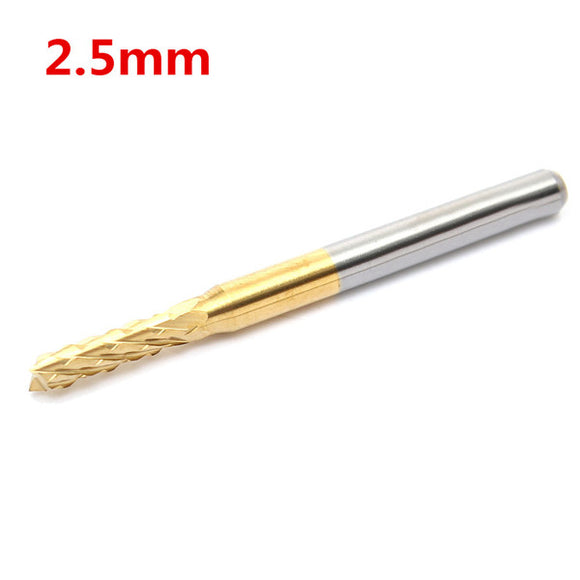 2.5mm End Mill Cutter Tungsten Steel Titanium Coat Carbide Engraving Bit CNC PCB Rotary Burr