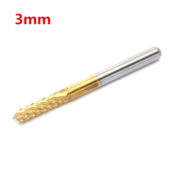 3mm End Mill Cutter CNC PCB Rotary Burr Tungsten Steel Titanium Coat Carbide Engraving Bit