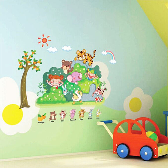 Zoo Animal Wall Sticker For Kindergarten Child Room Removable 3D Wallpaper Decor