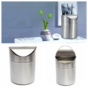 1.5L Stainless Steel Swing Lid Trash Can Home Bathoom Recycling Rubbish Bins