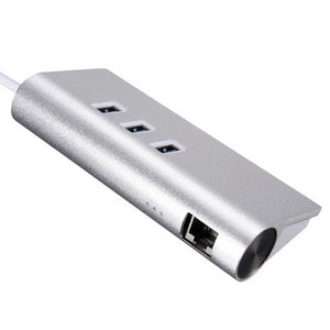 3 Port USB 3.0 Hub Splitter with Gigabit Ethernet RJ45 LAN Cable Adapter