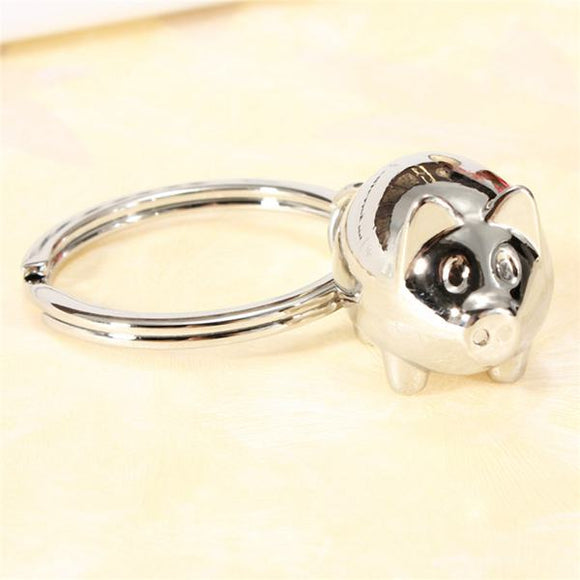 Lovely Silver Pig Charm Key Chain Animal Alloy Key Ring