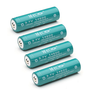 4pcs MECO 3.7V 1200mAh Rechargeable 14500 Li-ion Battery