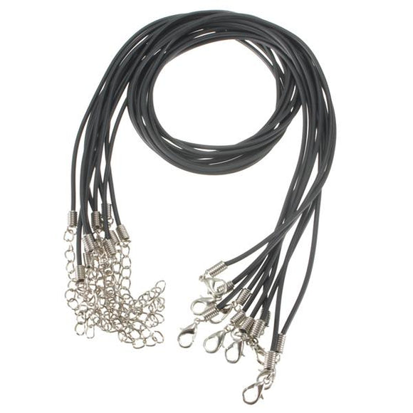 10pcs 2mm Black PU Rubber Lobster Clasp Waxen Rope Necklace Chain DIY