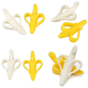 Soft Silicon Banana Bendable Baby Teether Training Toothbrush