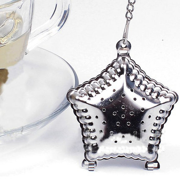 Stainless Steel Mesh Pentagram Spice Herbal Tea Leaf Infuser Strainer Filter