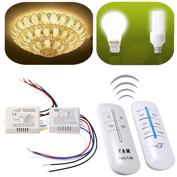 2 Channel Wireless Wall Lamp Switch Splitter Remote Control Receiver Transmitter