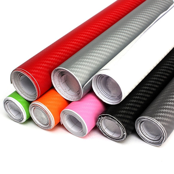 2Mx50CM DIY Gloss 3D Carbon Fiber Vinyl Wrap Roll Film Sticker For Car Vehicle 8 Colors