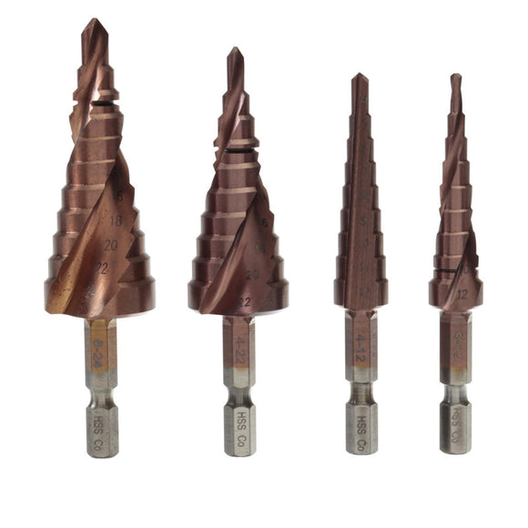 HSS Triangle Shank Step Drill Bit Hole Cutter 3-12/4-12/4-22/6-24mm