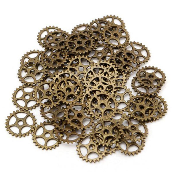 50pcs Vintage Steampunk Gear Necklace Pendant Charm DIY Jewelry Making