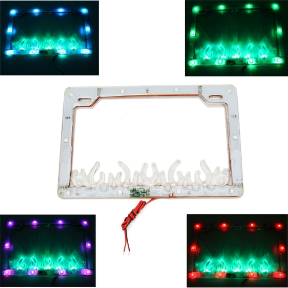 Colorful LED Flash Lamp License Plate Frame Light For Motorcycle Scooter