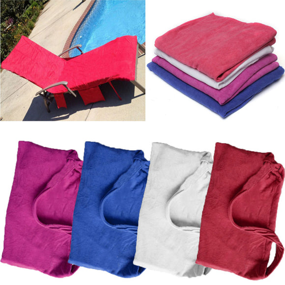 Microfiber Lounge Chair Beach Towel With Pockets Holidays Sunbathing Quick Drying Towels