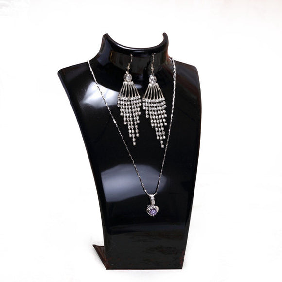 Acrylic Bust Necklace Earrings Display Stand Mannequin Jewelry Holder