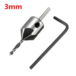 3mm Three Sharp HSS Carpentry Countersink Drill High Speed Steel Drill Bit with Wrench