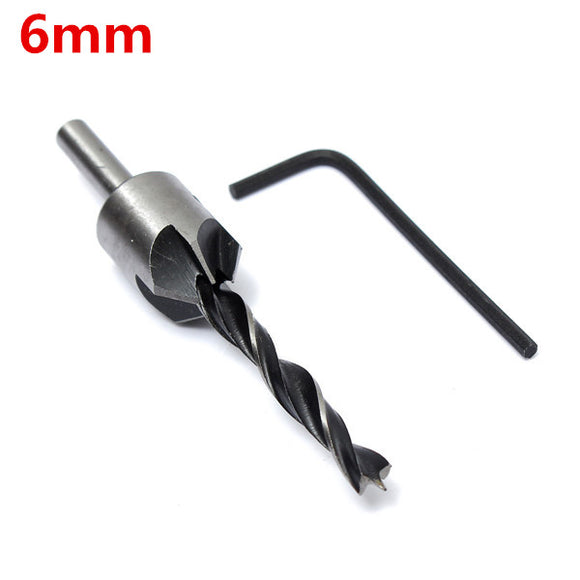 6mm HSS Carpentry Countersink Drill High Speed Steel 5 Flute Drill Bit with Wrench