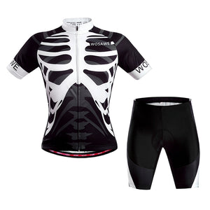 WOSAWE Short Sleeves Cycling Jersey Cycling Clothing Set Bicycle Bike Suit Skeleton