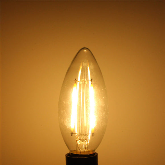 E14 2W White/Warm White Non-Dimmable COB LED Filament Retro Edison Candle Bulbs 220V