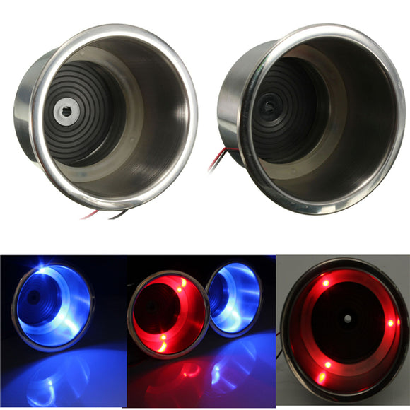 12V LED Marine Boat Yacht Car Camper Stainless Steel Cup Drink Holder