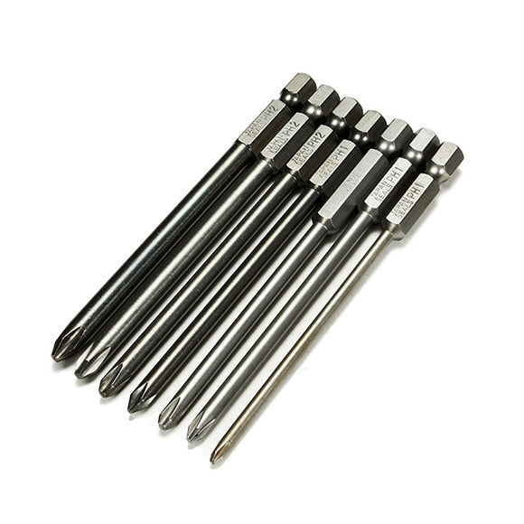 7pcs 100mm Length Hex Cross Head Magnetic Screwdriver Bit Set Electric Screwdriver Bits