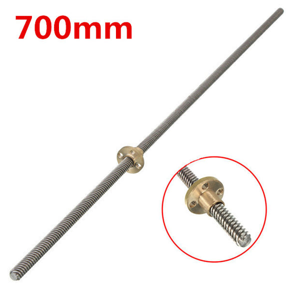 Machifit 700mm Lead Screw 2mm Pitch Lead Screw 8mm Thread Lead Screw with Brass Nut