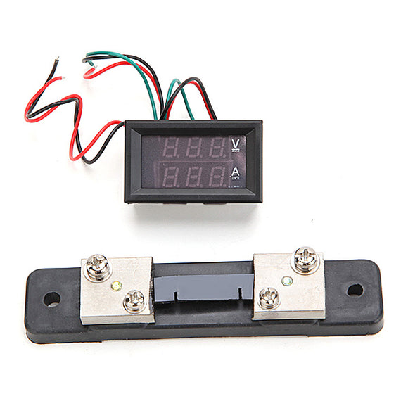 Mini Digital Blue + Red Led DC Current Meter Volt Meterr With Ampere Shunt