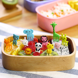Mini Cartoon Zoo Animal Fruit Fork Resin Toothpick Decorative Plastic Forks Cutlery Set