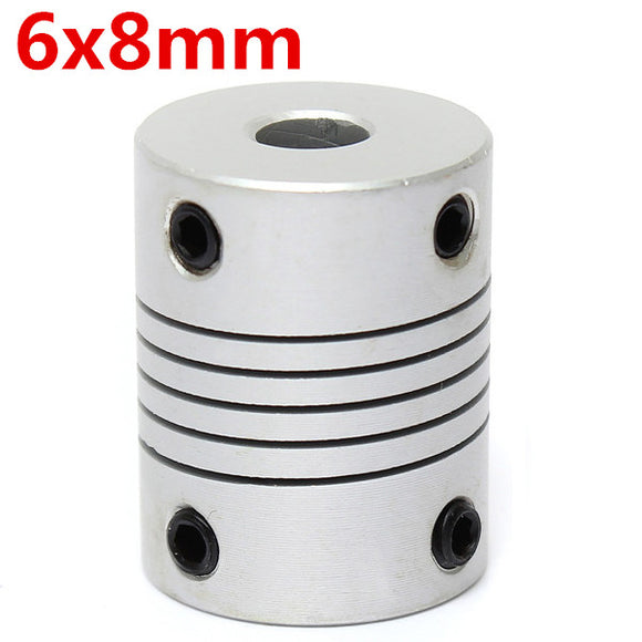 6mm x 8mm Aluminum Flexible Shaft Coupling OD19mm x L25mm CNC Stepper Motor Coupler Connector