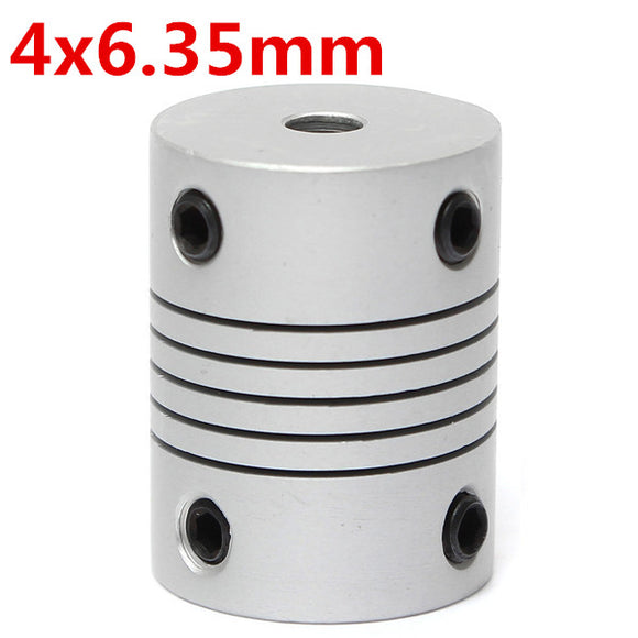 4mm x 6.35mm Aluminum Flexible Shaft Coupling OD19mm x L25mm CNC Stepper Motor Coupler Connector