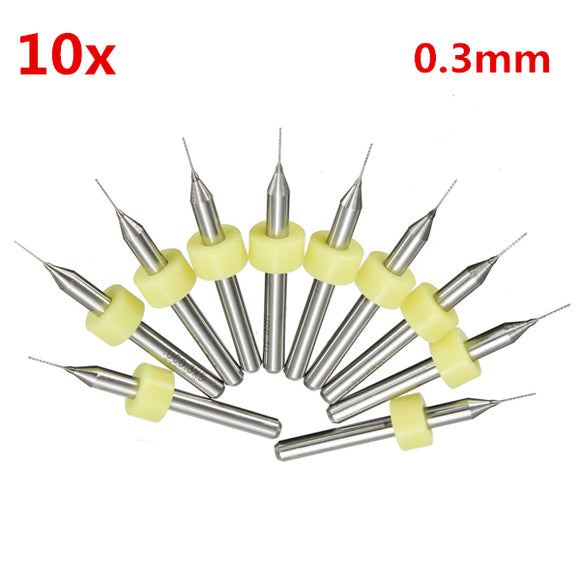 10pcs 0.3mm Mini PCB Drill Bits For CNC Print Circuit Board Tungsten Steel