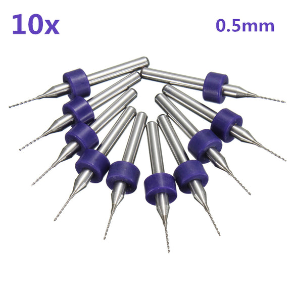 10pcs 0.5mm Mini PCB Drill Bits For CNC Print Circuit Board Tungsten Steel